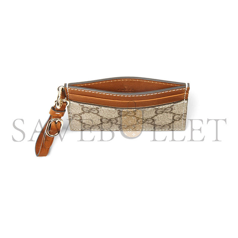 GUCCI GG EMBLEM CARD CASE WITH STRAP 819121 (10*7cm)